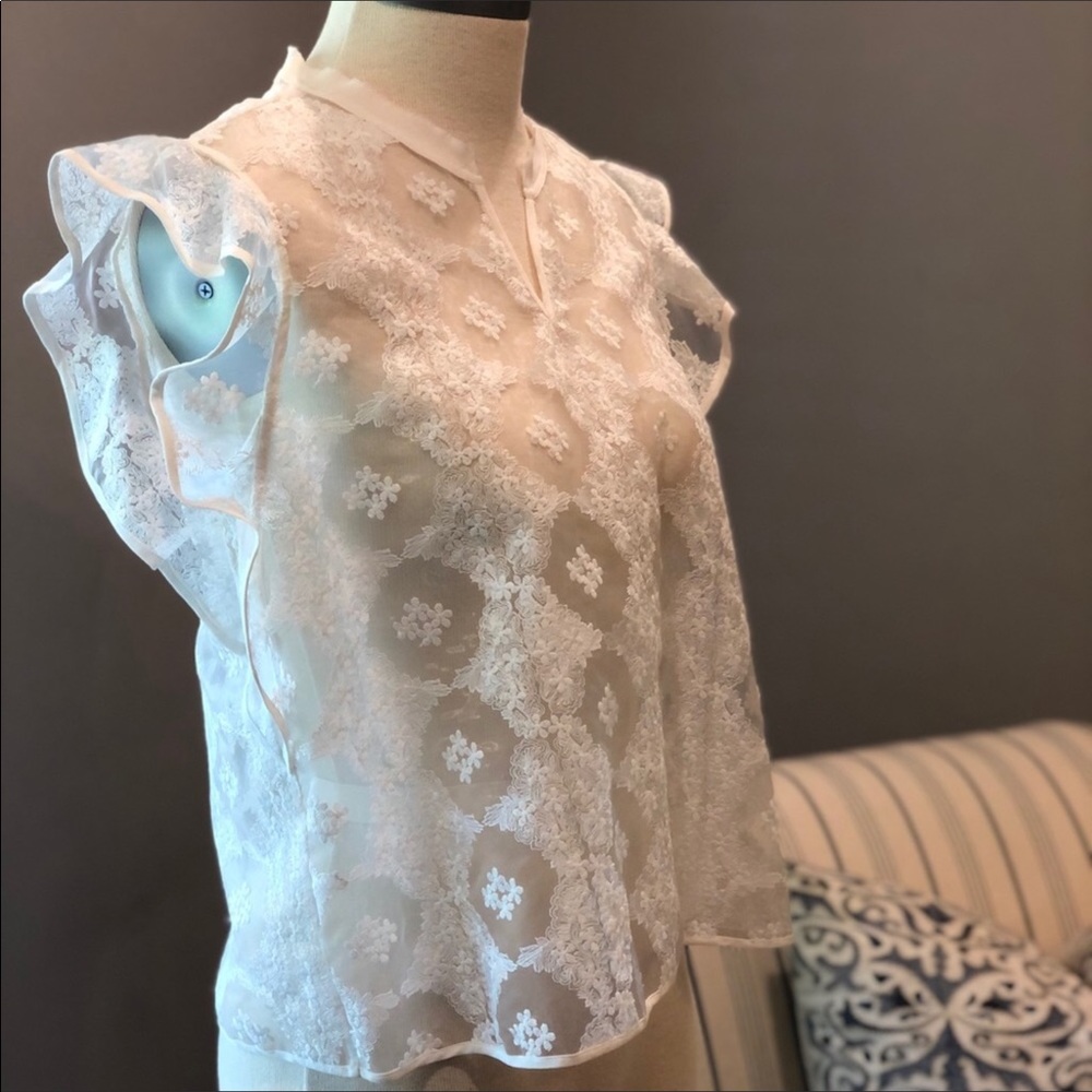 Beautiful Ivory Lace Sandro Blouse - approximately a size 6 - Picture 2 of 11